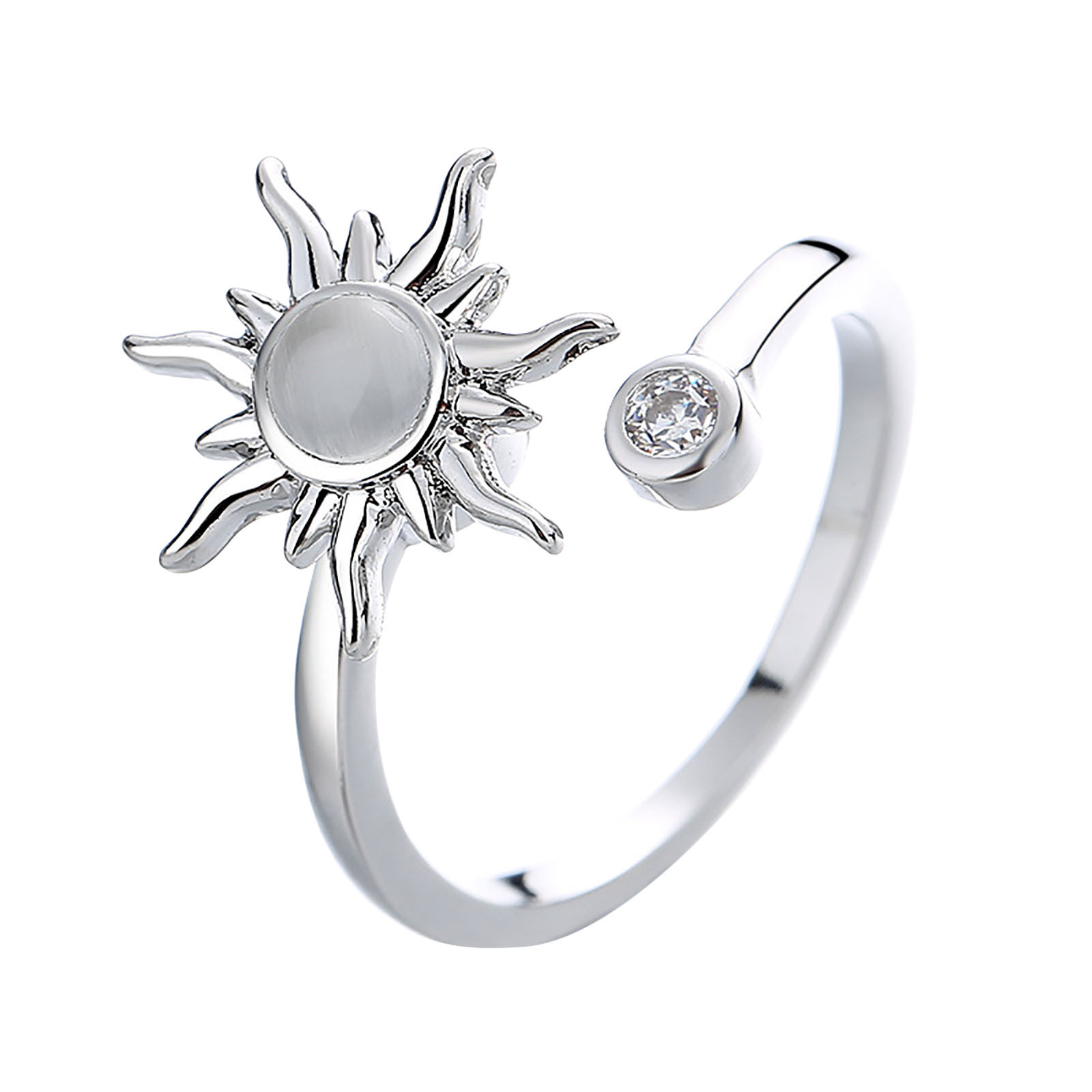 thumbnail image 2 of Circón Flor Anillo de Compresión Ajustable Anillo Giratorio Descompresión Anillos, 2 of 2